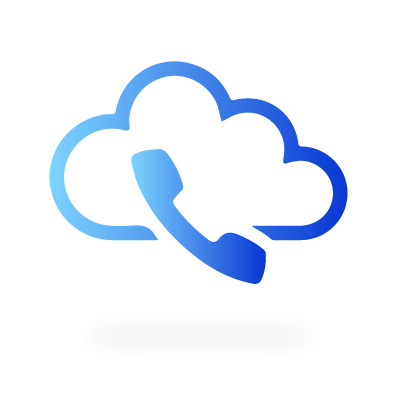 A blue telephone wrapped in a cloud icon/symbol .